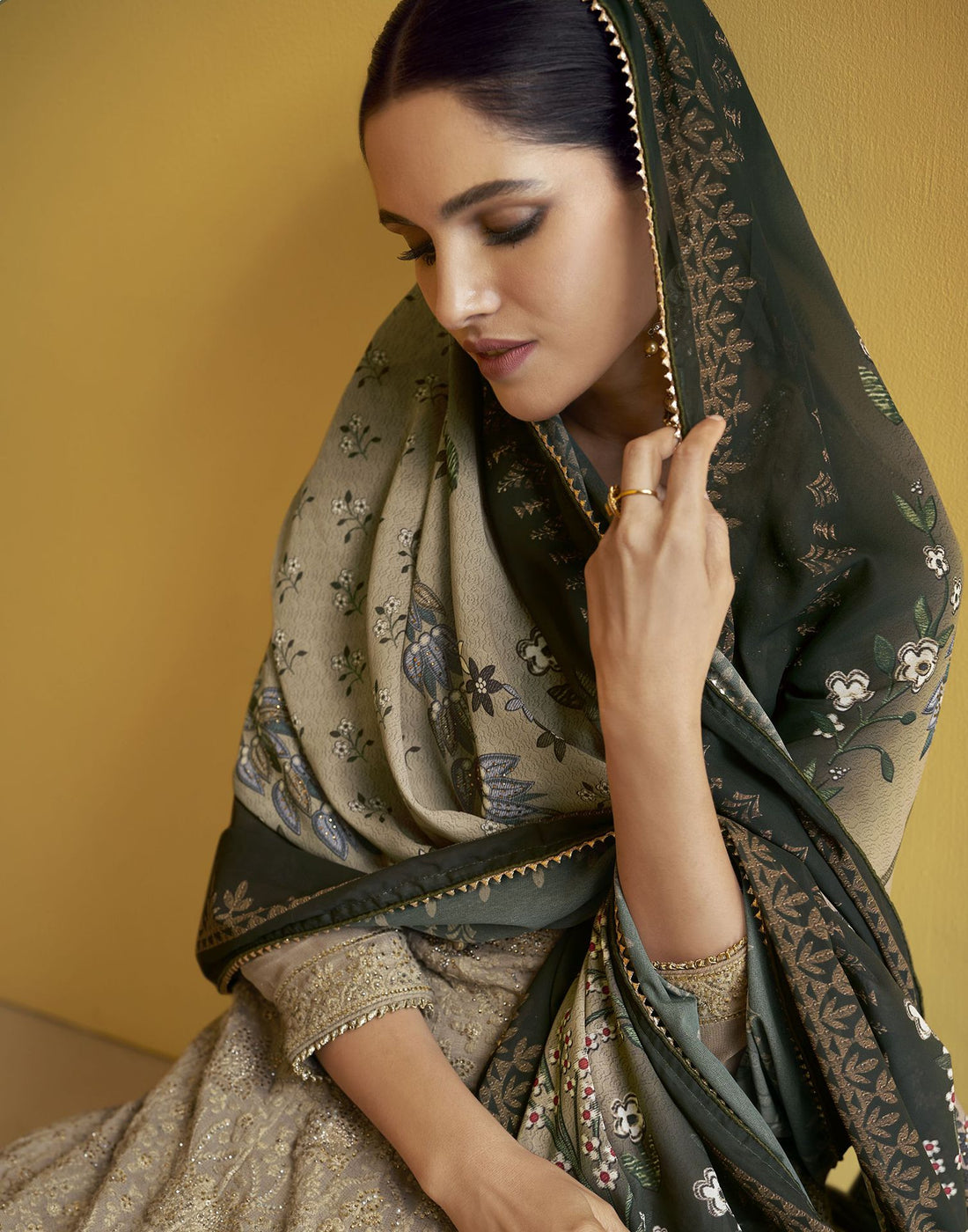 Light Brown Embroidered Anarkali Suit | Leemboodi
