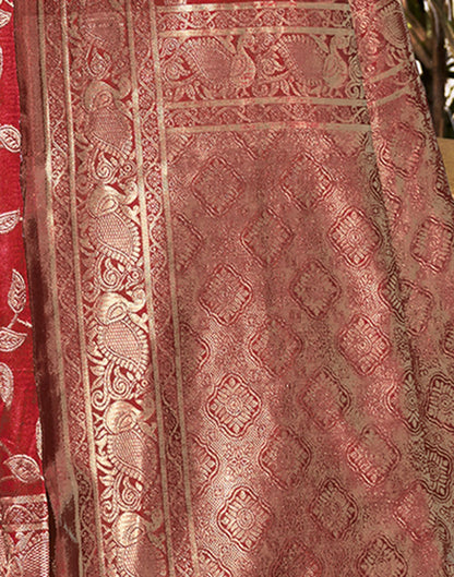 Red Jacquard Silk Saree