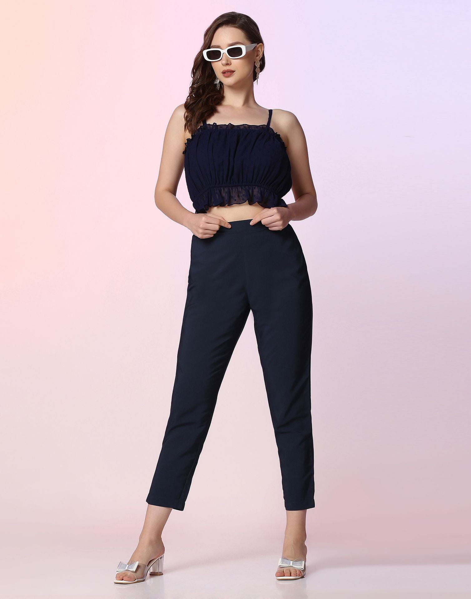 Navy Blue & Ivory Regal Print Co-ord