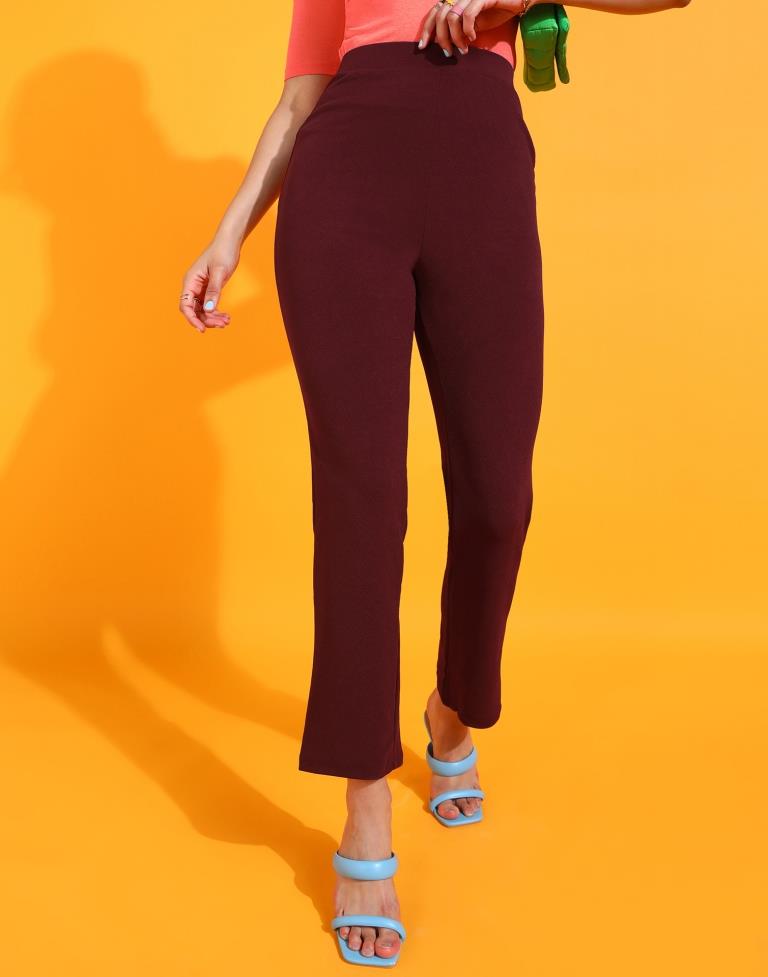 Maroon Straight Fit Trouser