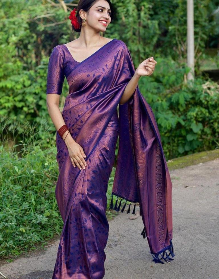 Royal Blue Jacquard Banarasi Silk Saree