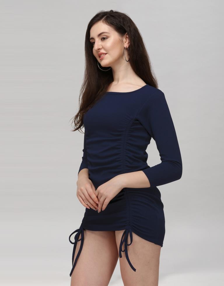 Blue Coloured Knitted Lycra Dress | Leemboodi