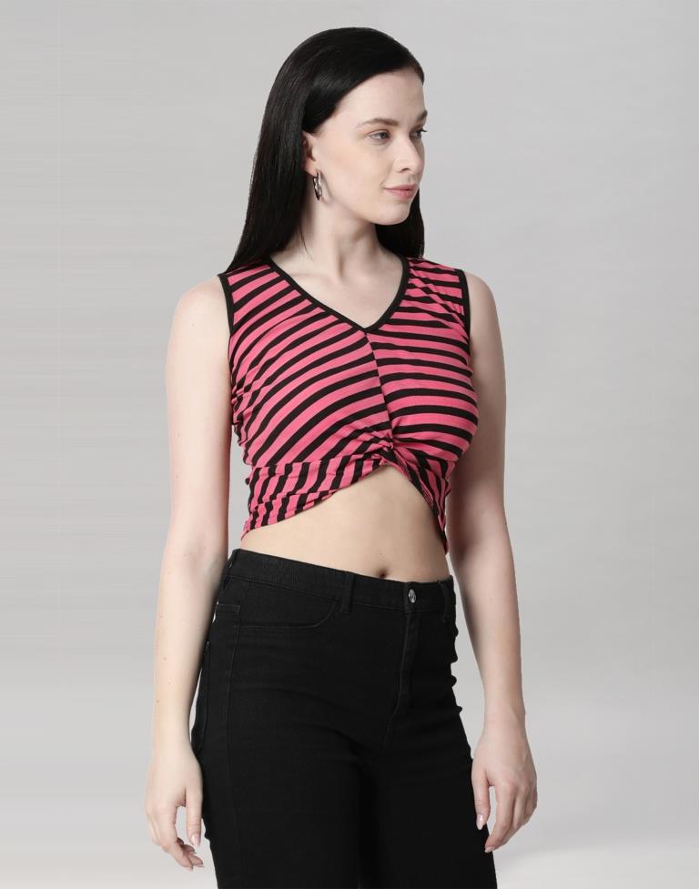 Hot Pink Coloured Lycra Knitted Top | Leemboodi