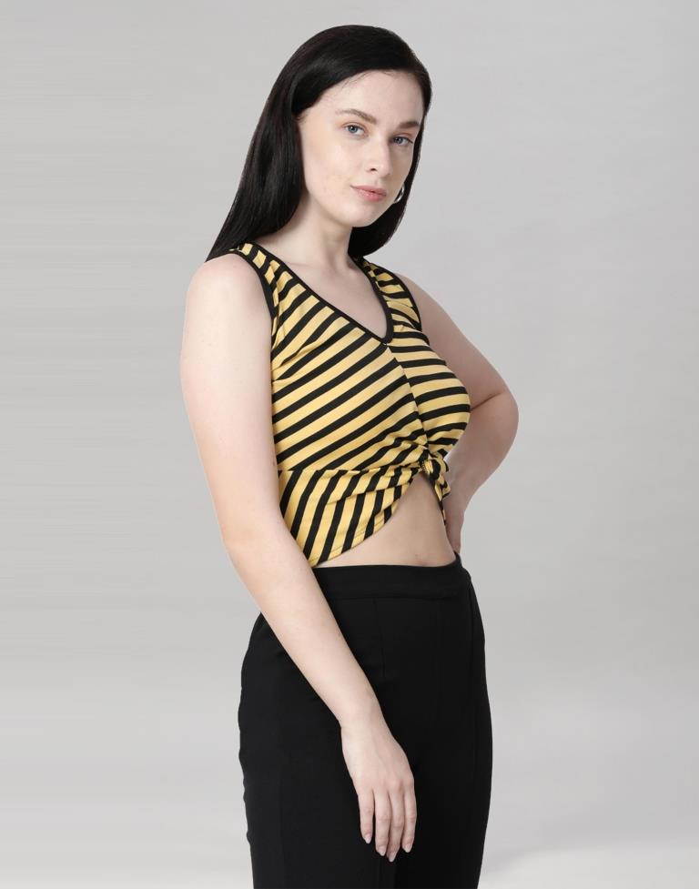 Yellow Coloured Lycra Knitted Top | Leemboodi