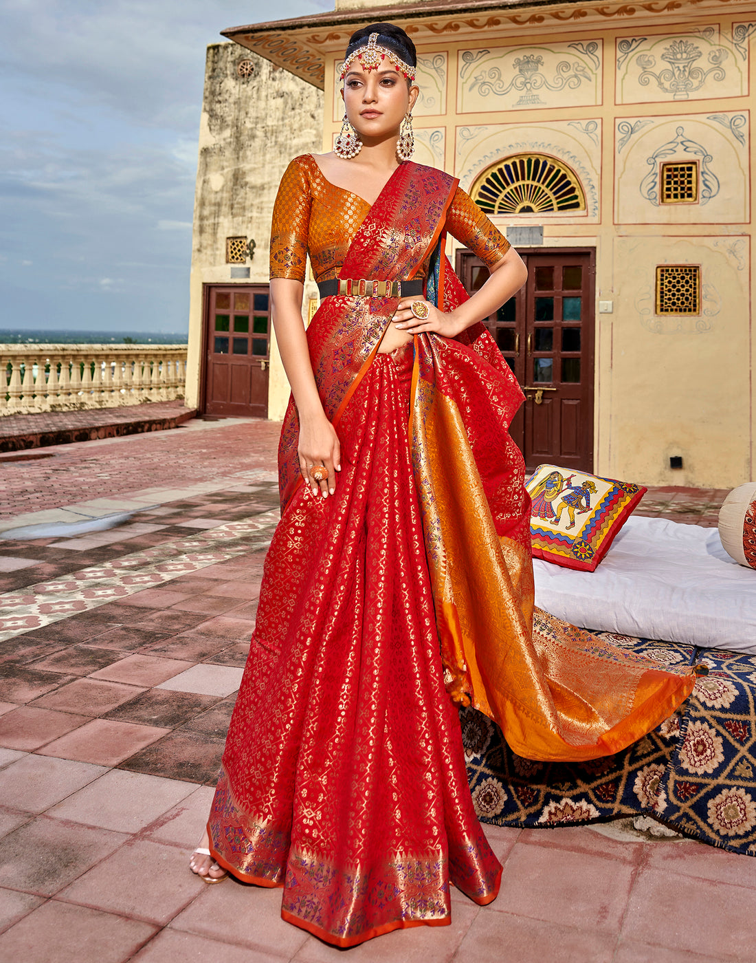 Red Kanjivaram Silk Saree | Leemboodi