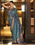 Teal Blue Woven Banarasi Silk Saree | Leemboodi