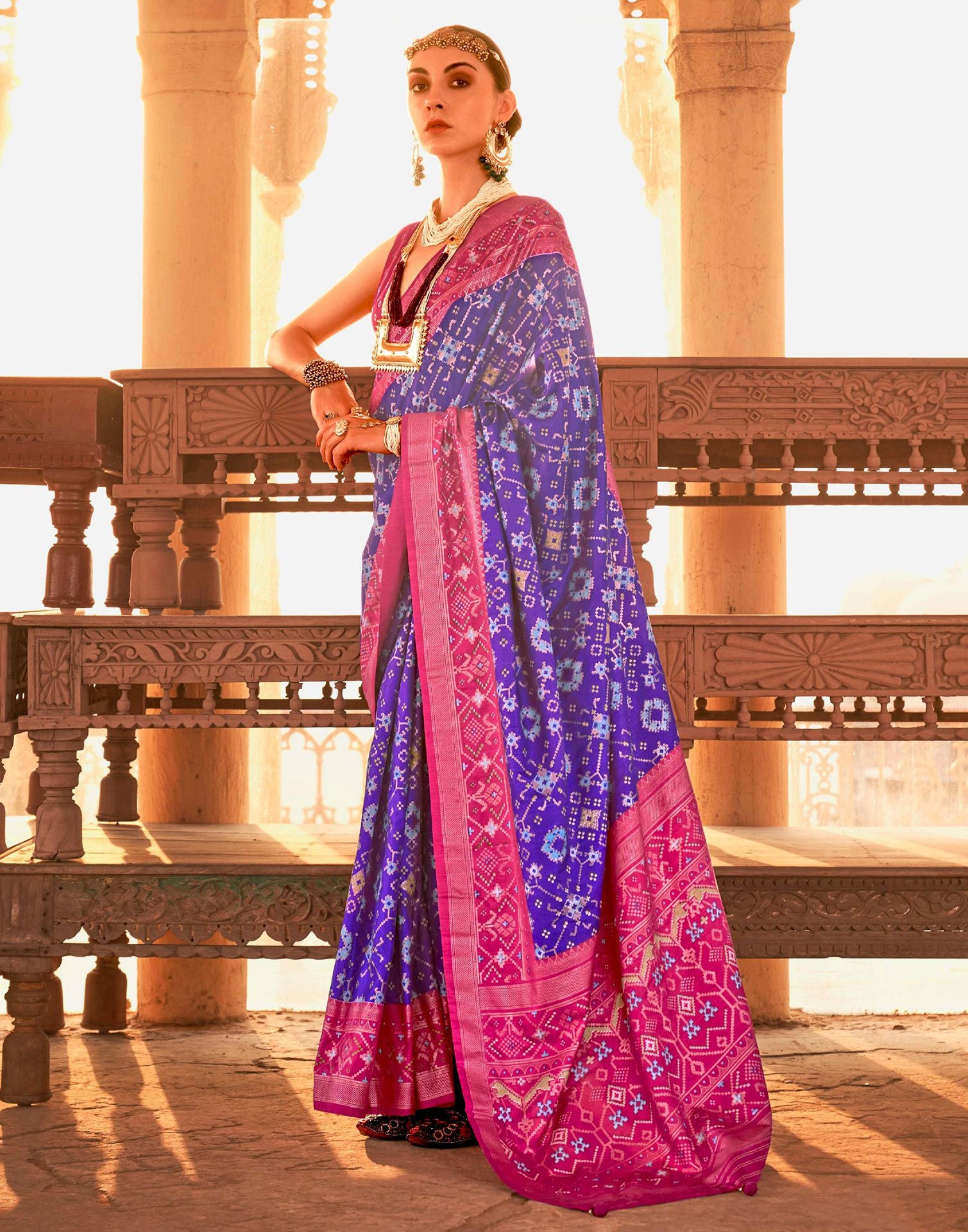 Anouk Navy Blue Woven Design Pure Silk Kanjeevaram Saree - Absolutely Desi