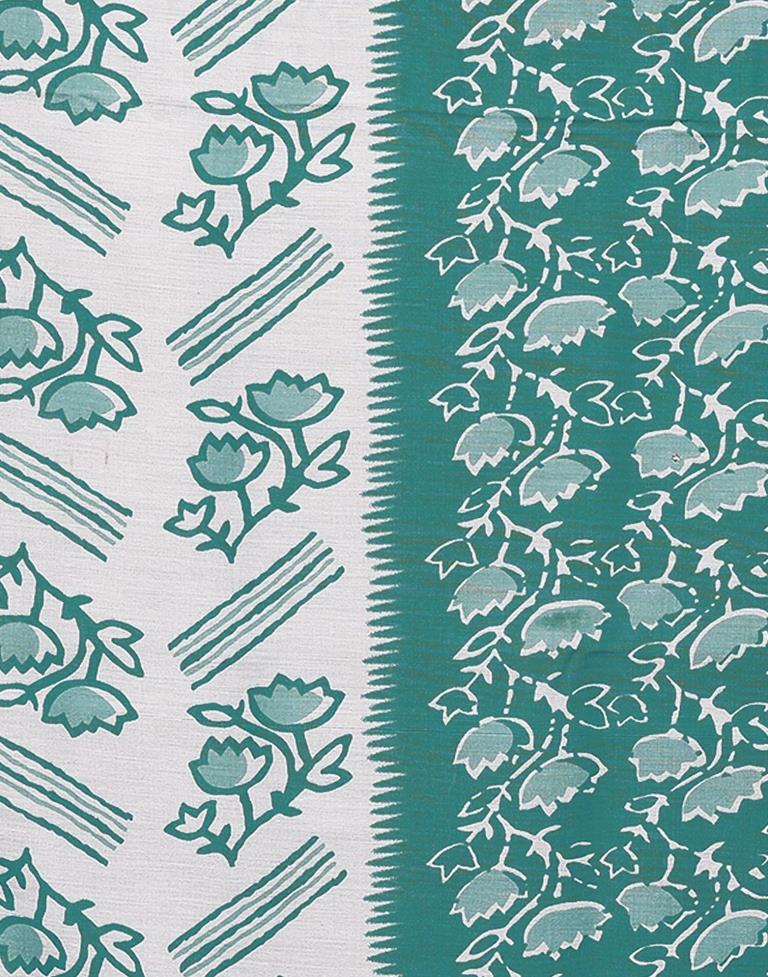 Turquoise Printed Rayon Straight Kurta Set with Dupatta