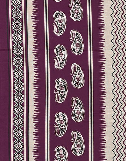 Purple Printed Cotton Straight kurta With Pant And Dupatta