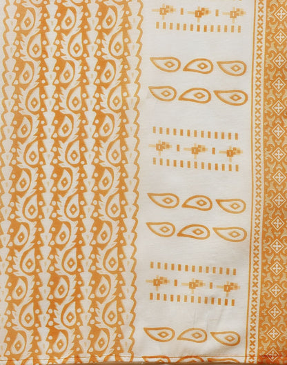 Turmeric Yellow Printed Cotton A-Line Kurta Set With Dupatta