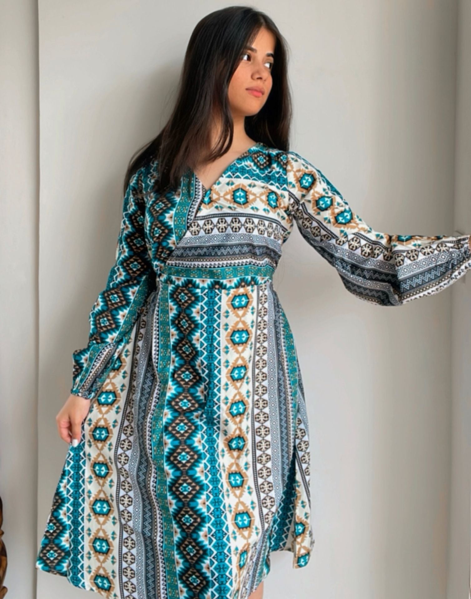 Multicoloured Polyester A-line Dress | Leemboodi