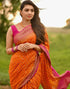 Orange Dotted Banarasi Silk Saree | Leemboodi