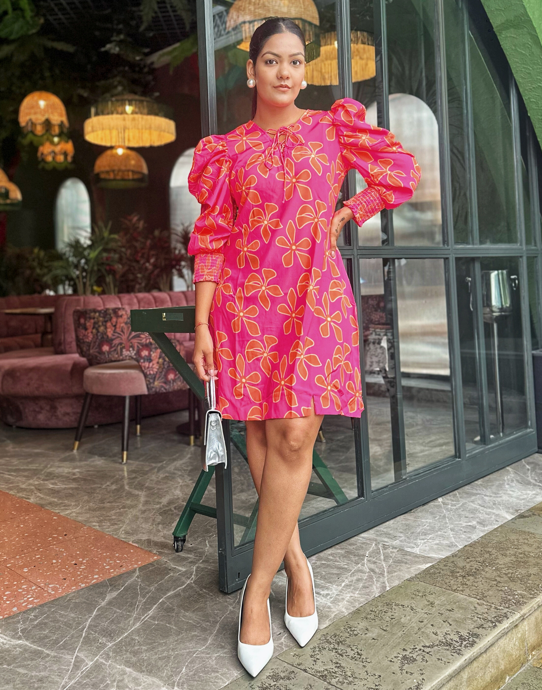 Pink Puff sleeve dress | Leemboodi