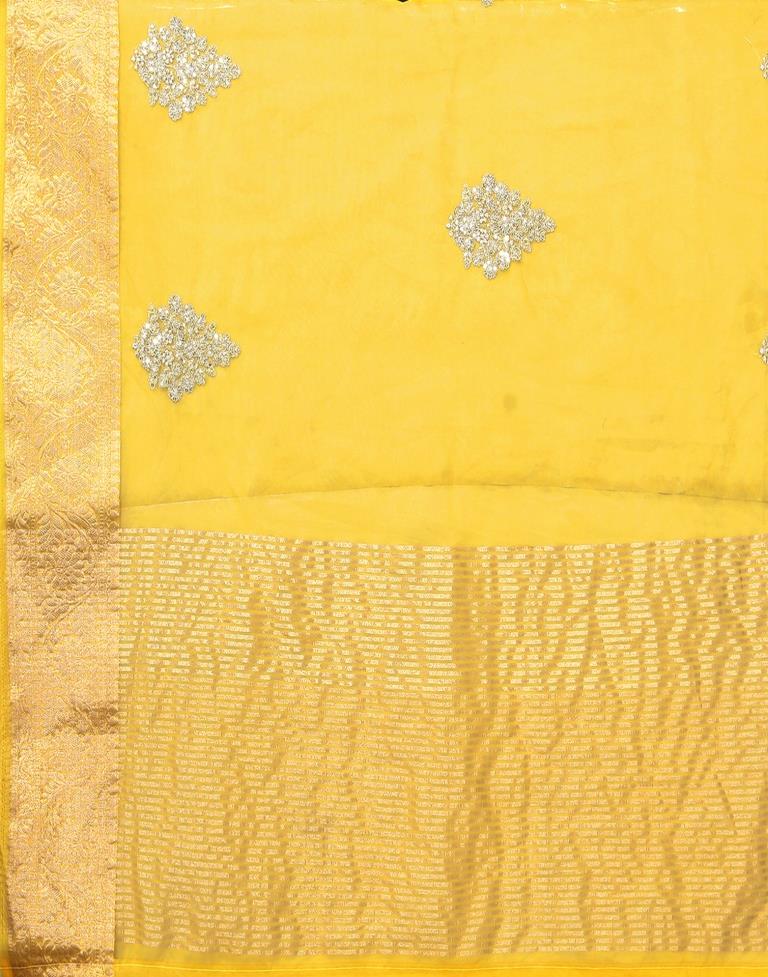 Yellow Organza Embroidery Saree | Leemboodi