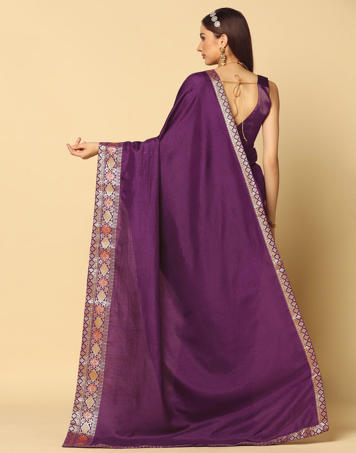 Buy Deep Purple Silk Saree online-Karagiri