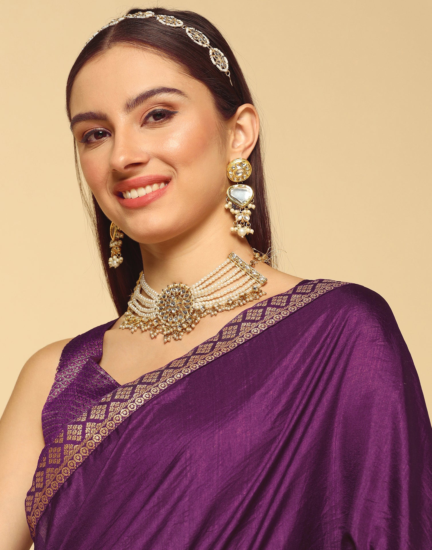 Buy Purple Plain Plus Size Sarees Online for Women in Malaysia