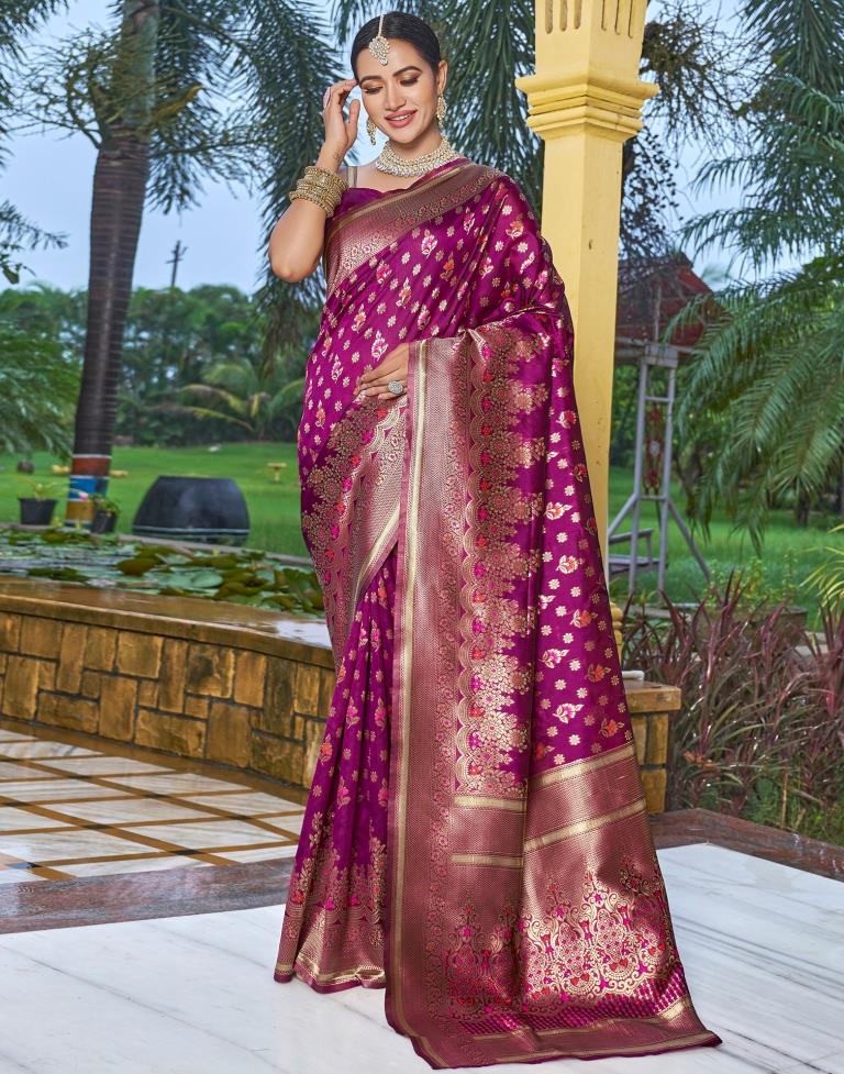 A14 Magenta Soft Banarasi Saree – Deeva - The Online Saree Store