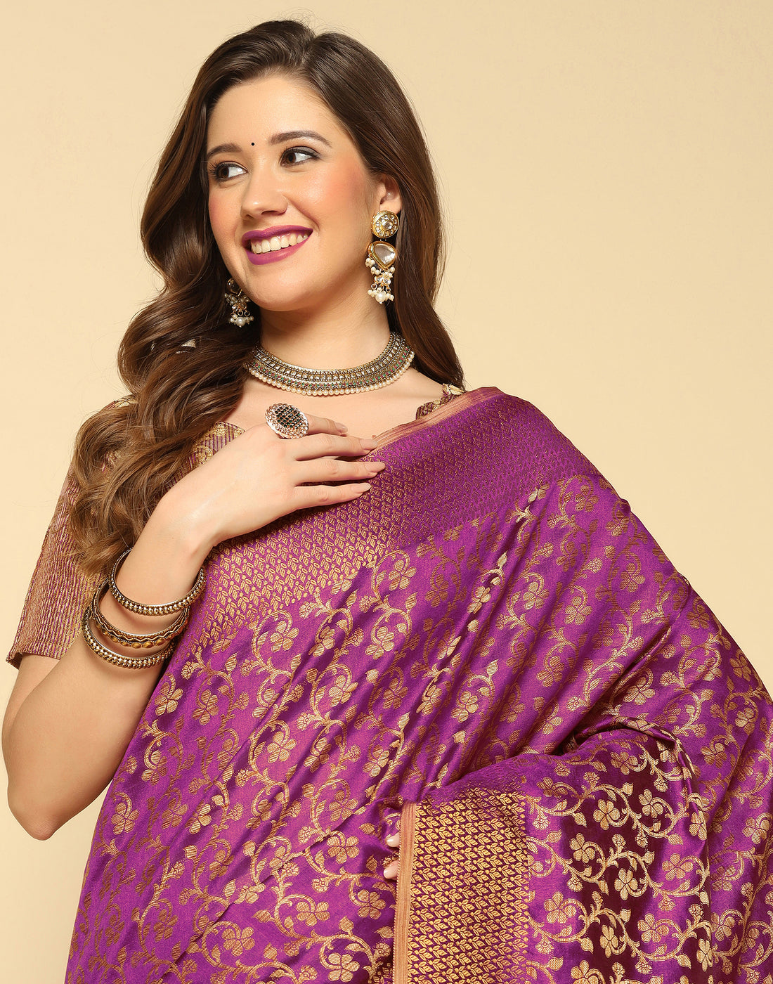 Wine Banarasi Silk Saree | Leemboodi