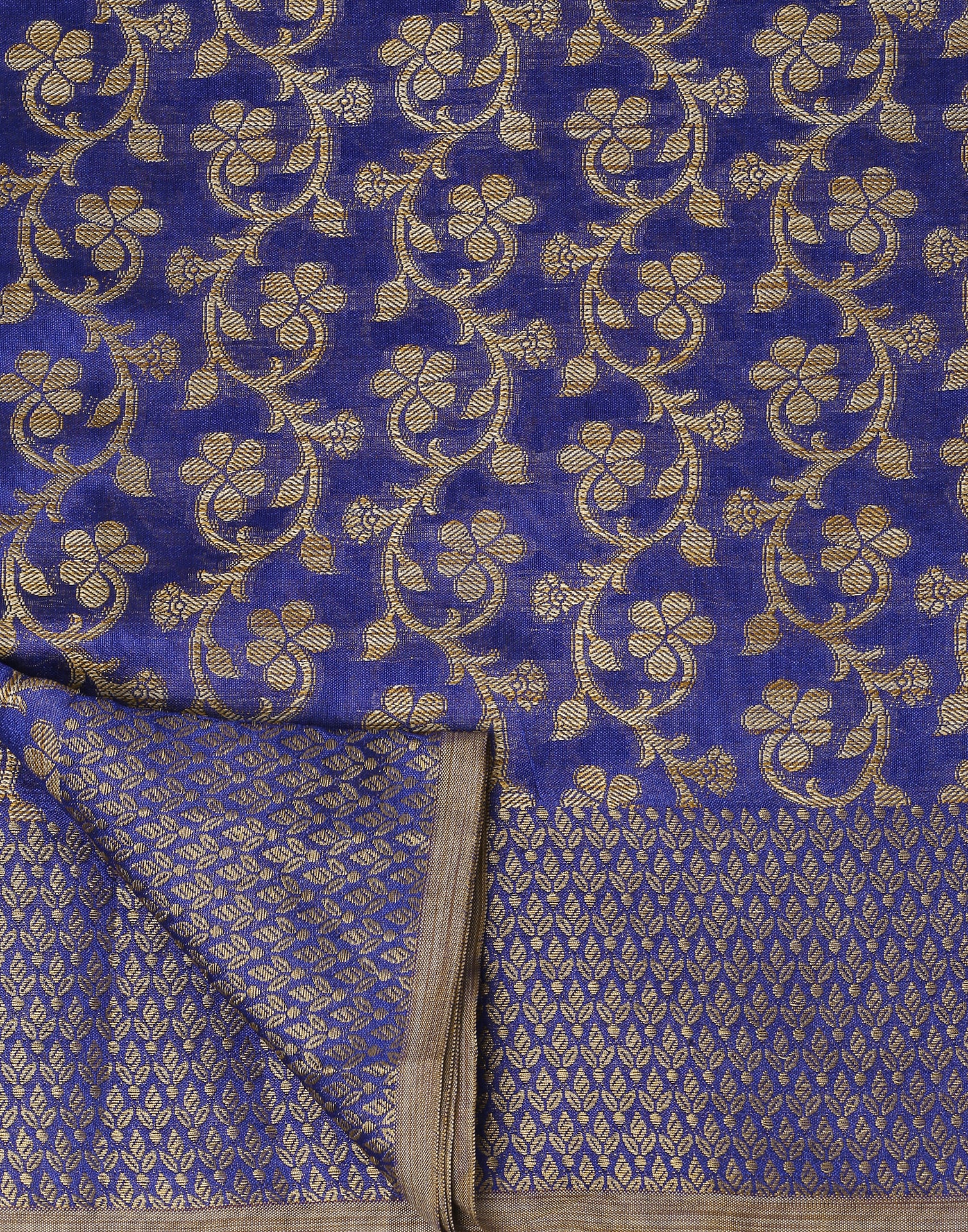 Navy Blue Banarasi Silk Saree | Leemboodi