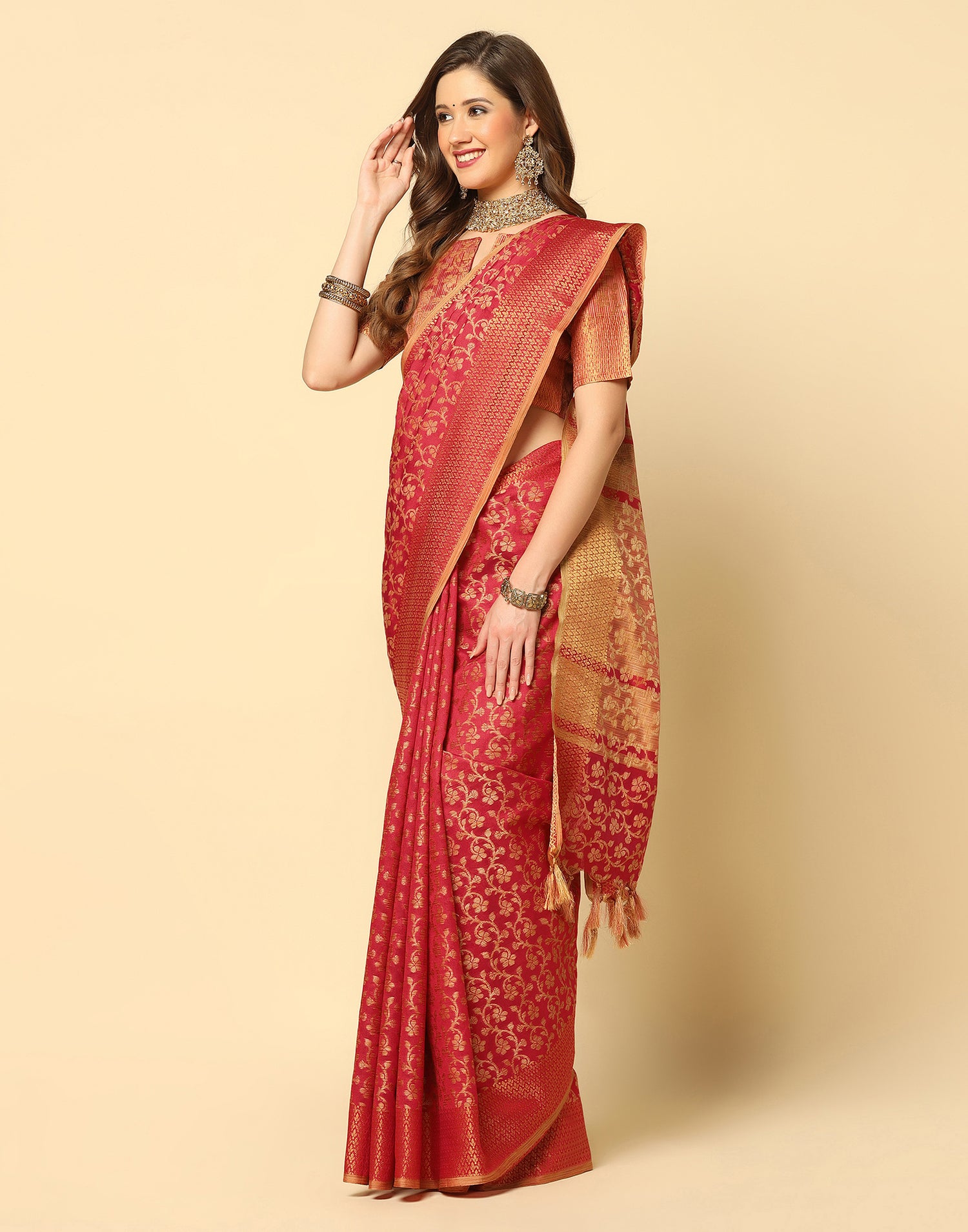 Red Banarasi Silk Saree | Leemboodi