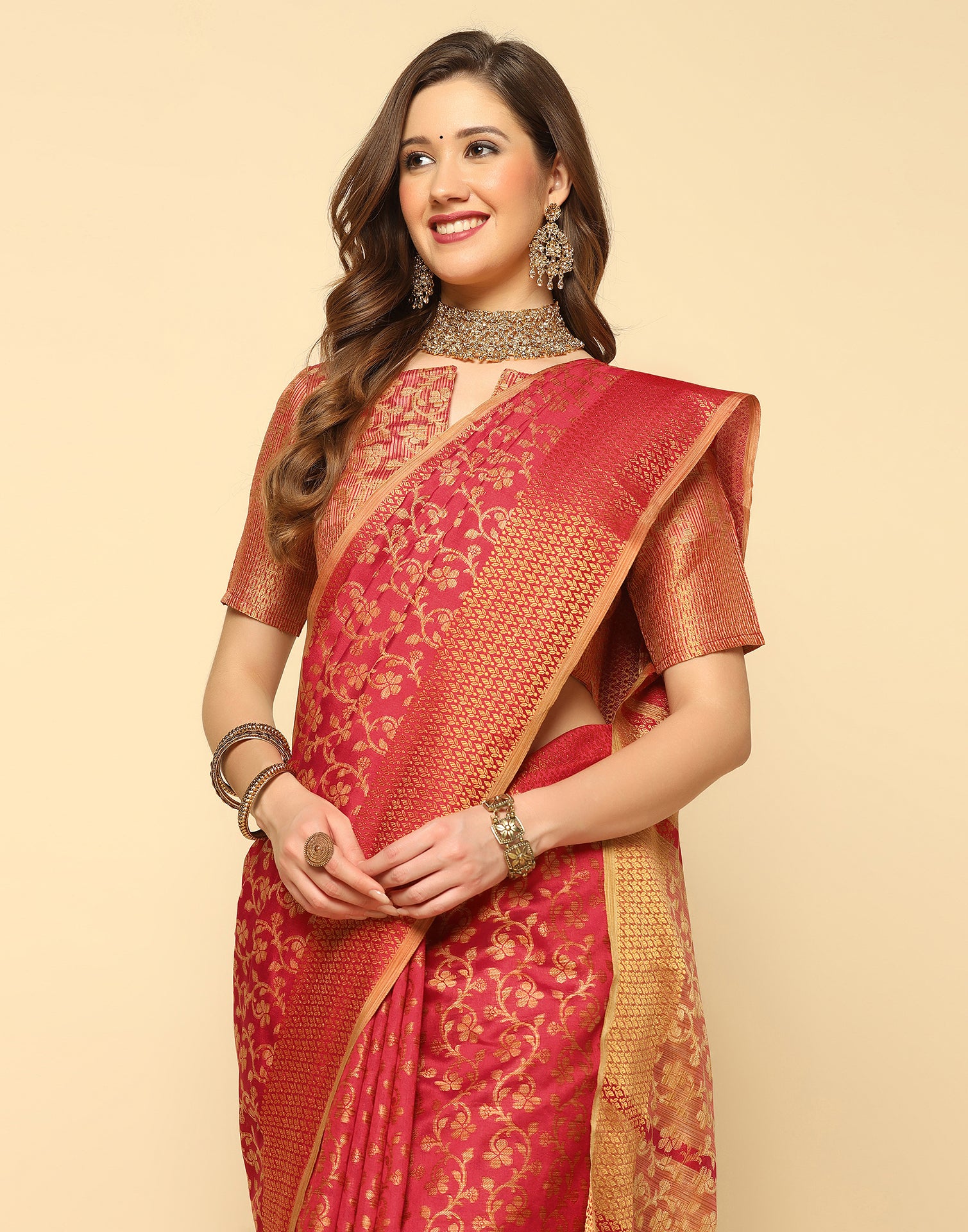 Red Banarasi Silk Saree | Leemboodi