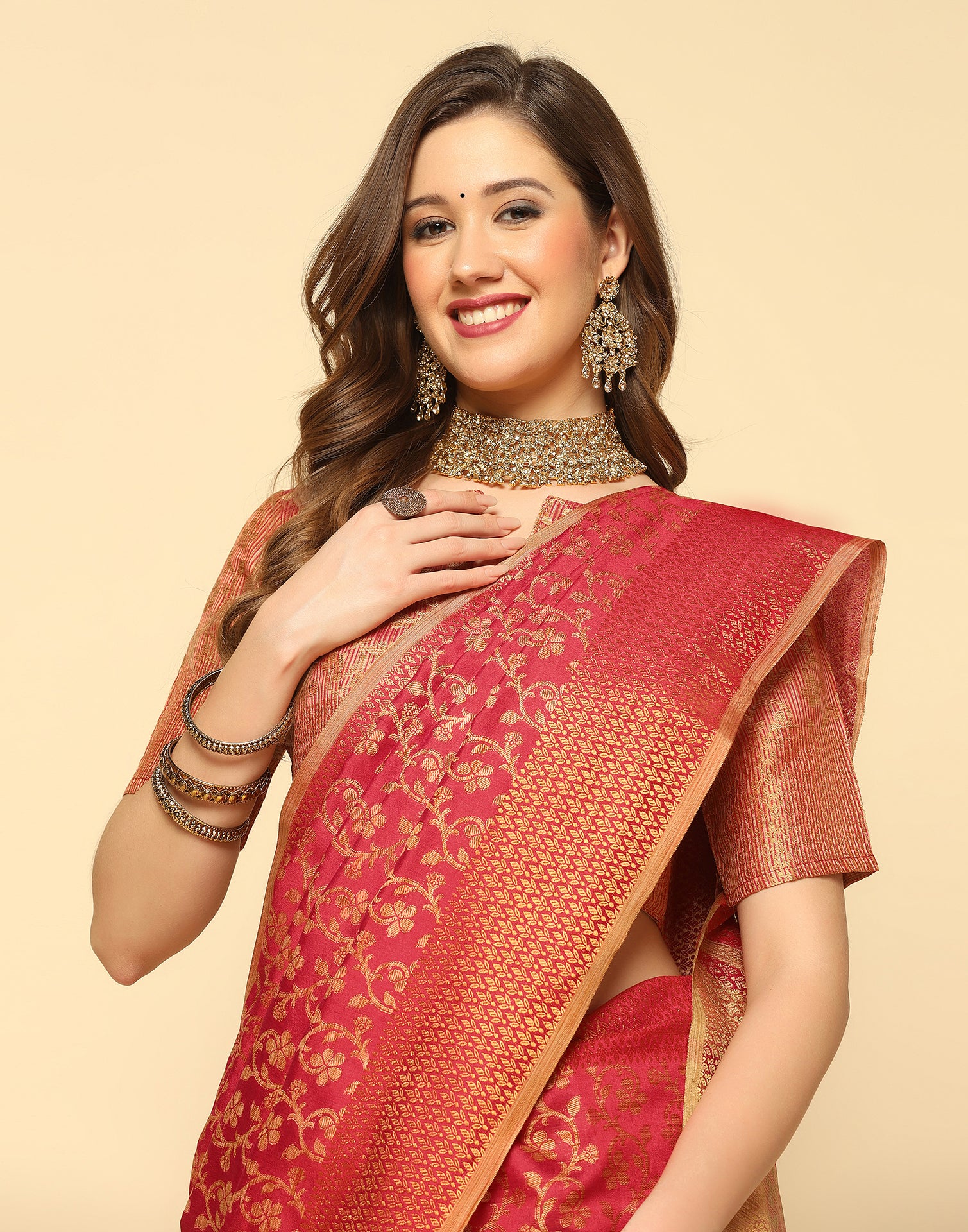 Red Banarasi Silk Saree | Leemboodi