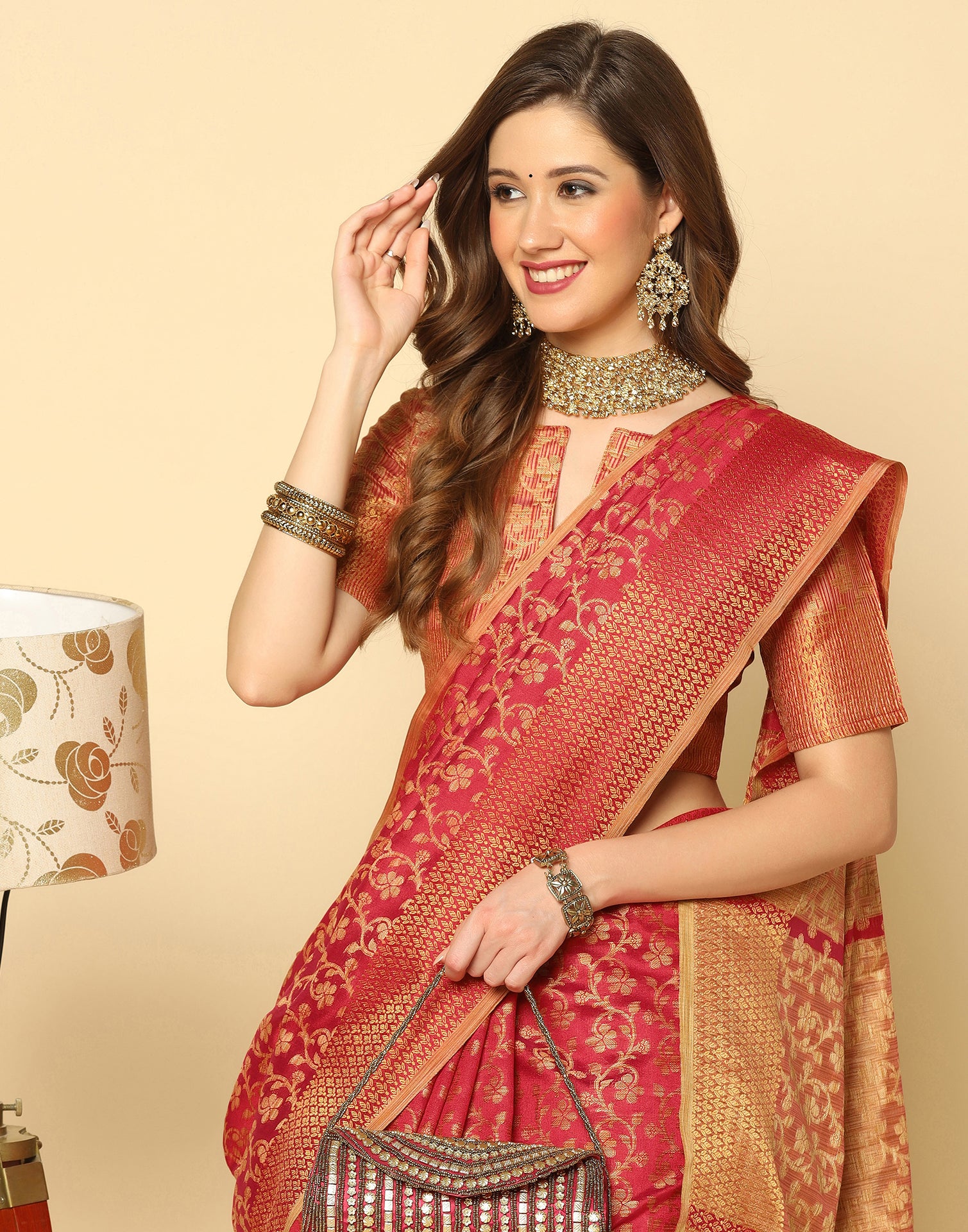 Red Banarasi Silk Saree | Leemboodi