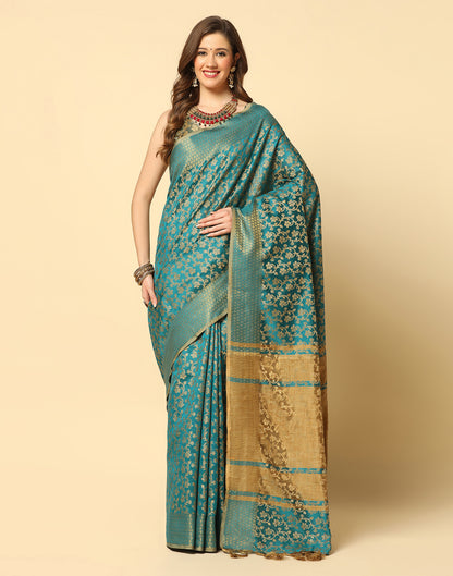 Rama Green Banarasi Silk Saree | Leemboodi