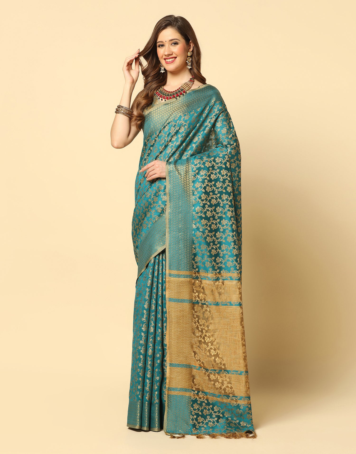 Rama Green Banarasi Silk Saree | Leemboodi