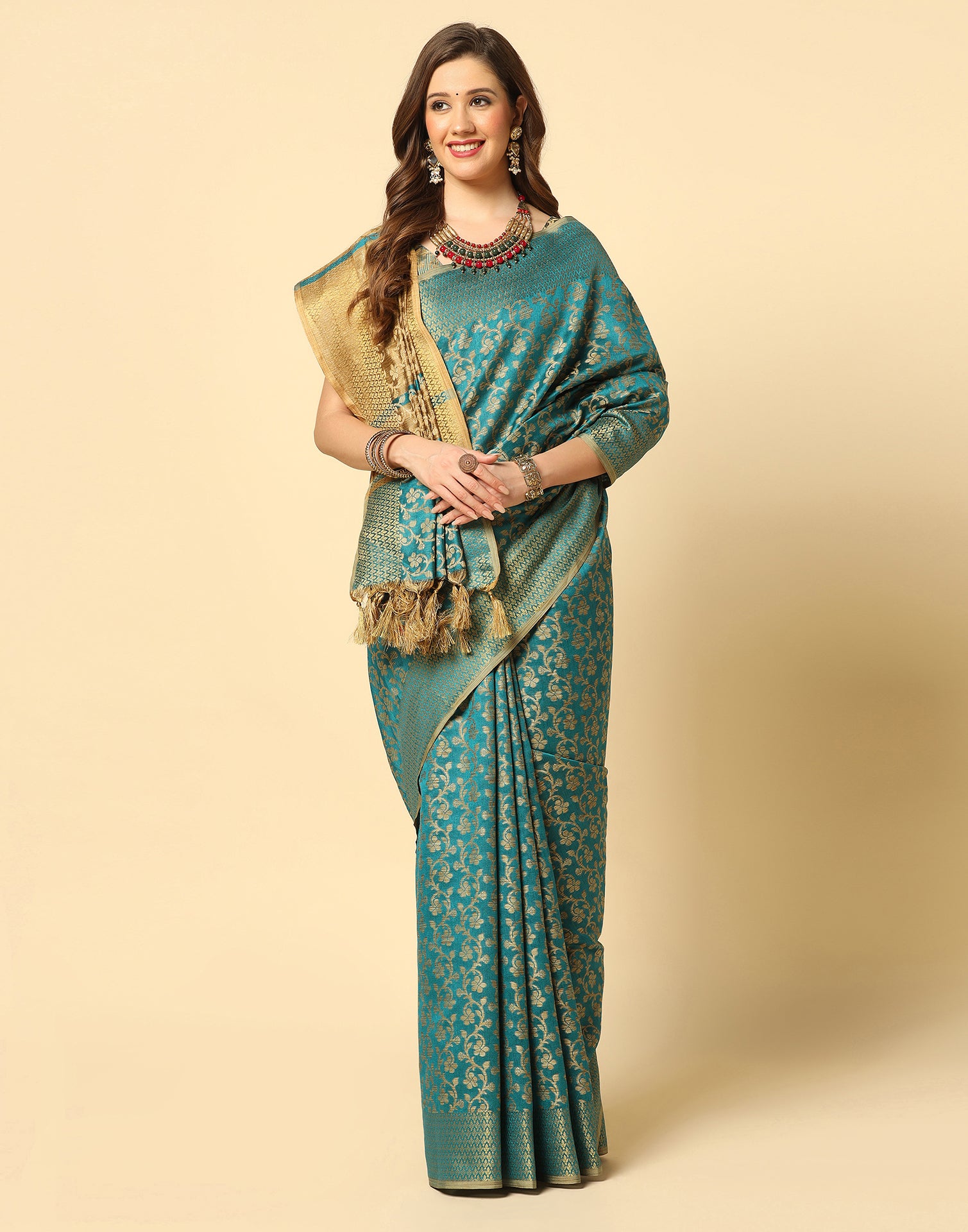 Rama Green Banarasi Silk Saree | Leemboodi