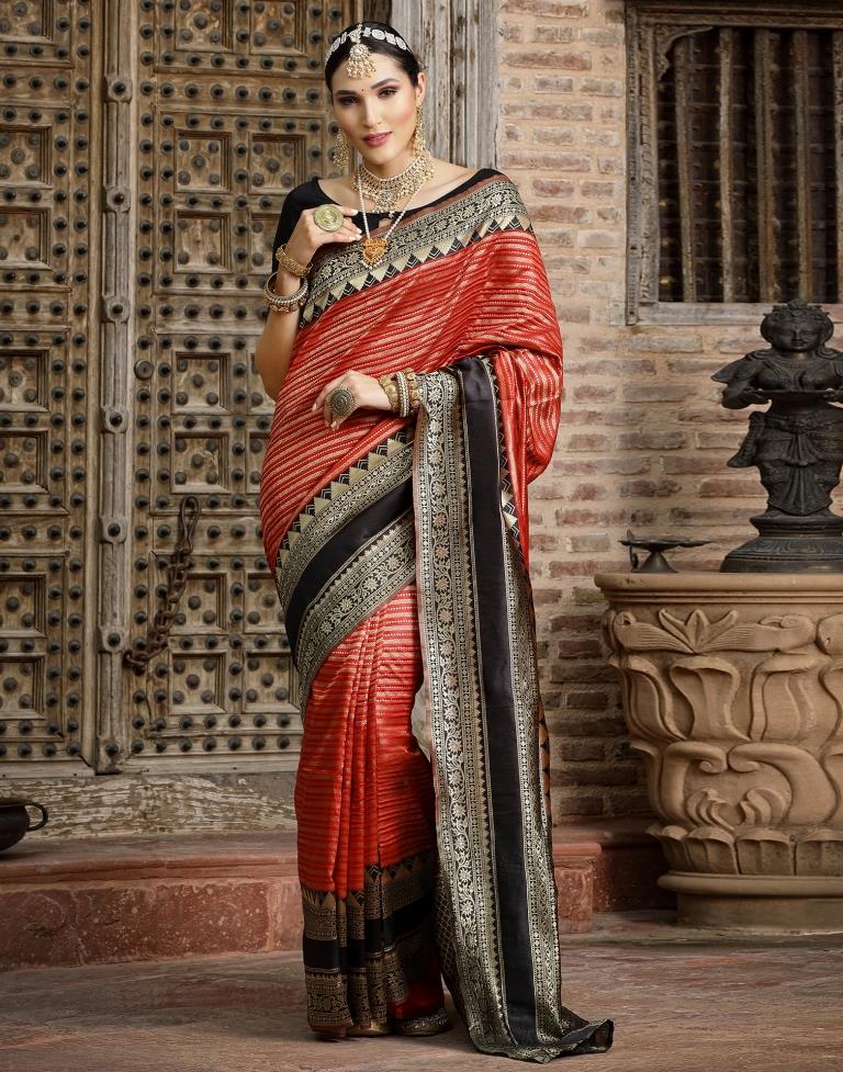 BLACK AND RED WOVEN PATOLA SILK SAREE – zarikaariindia.com