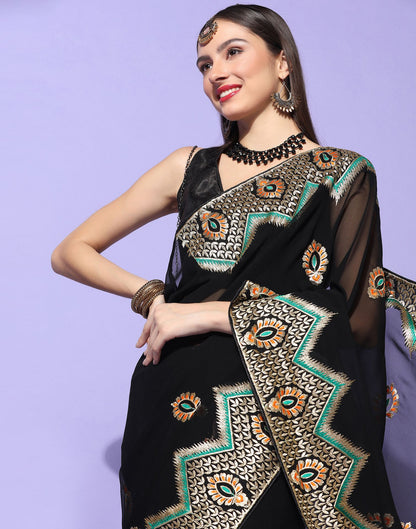 Black Embroidery Saree | Leemboodi
