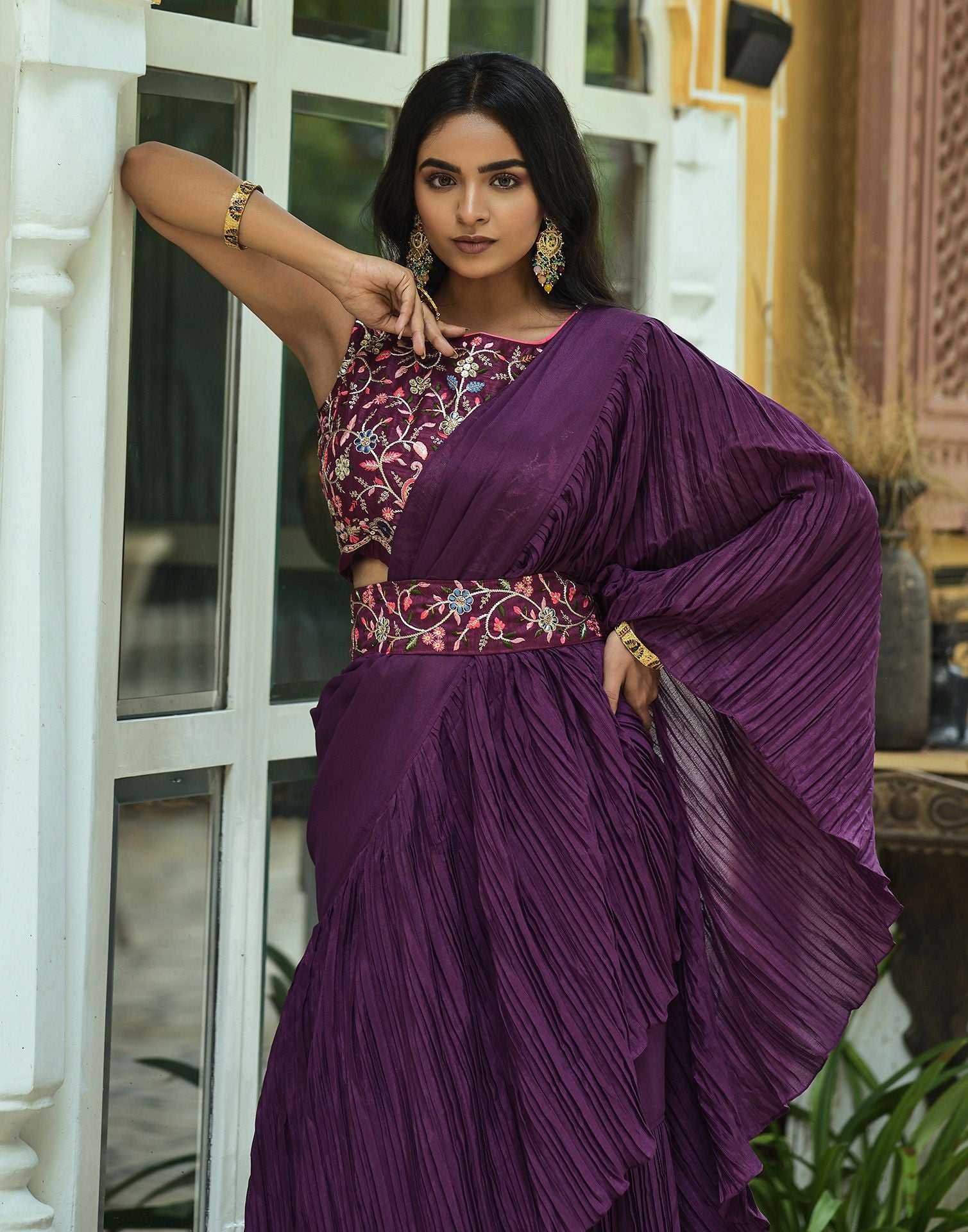 Buy Monisha Jaising Red Lycra Predraped Saree Gown Online  Aza Fashions