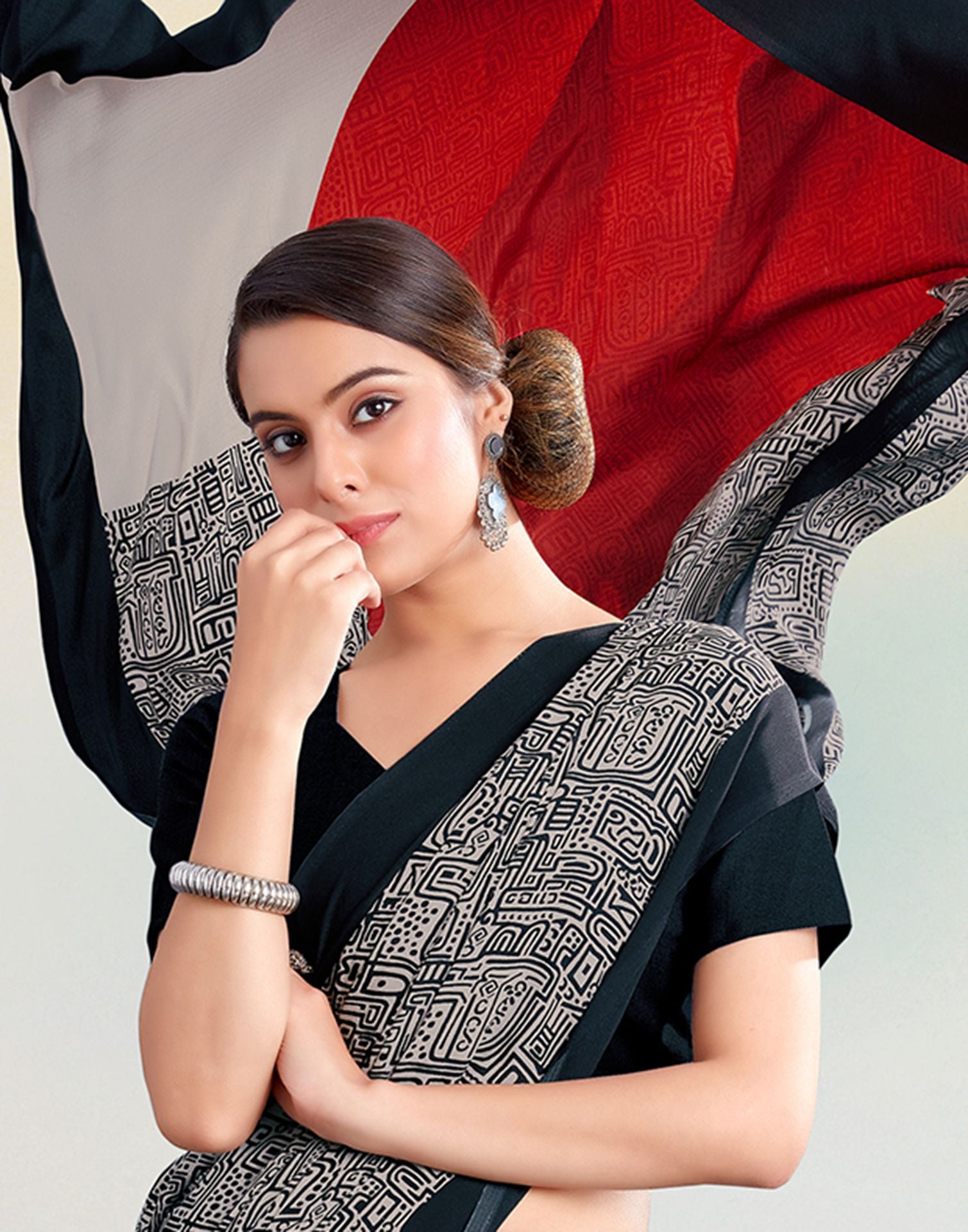 Black Silk Printed Saree | Leemboodi