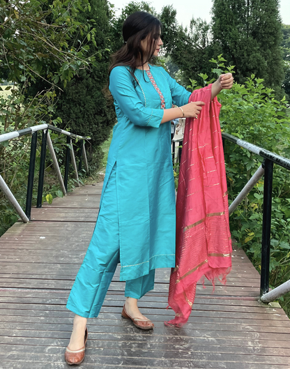 Rama Kurti With Pant And Dupatta