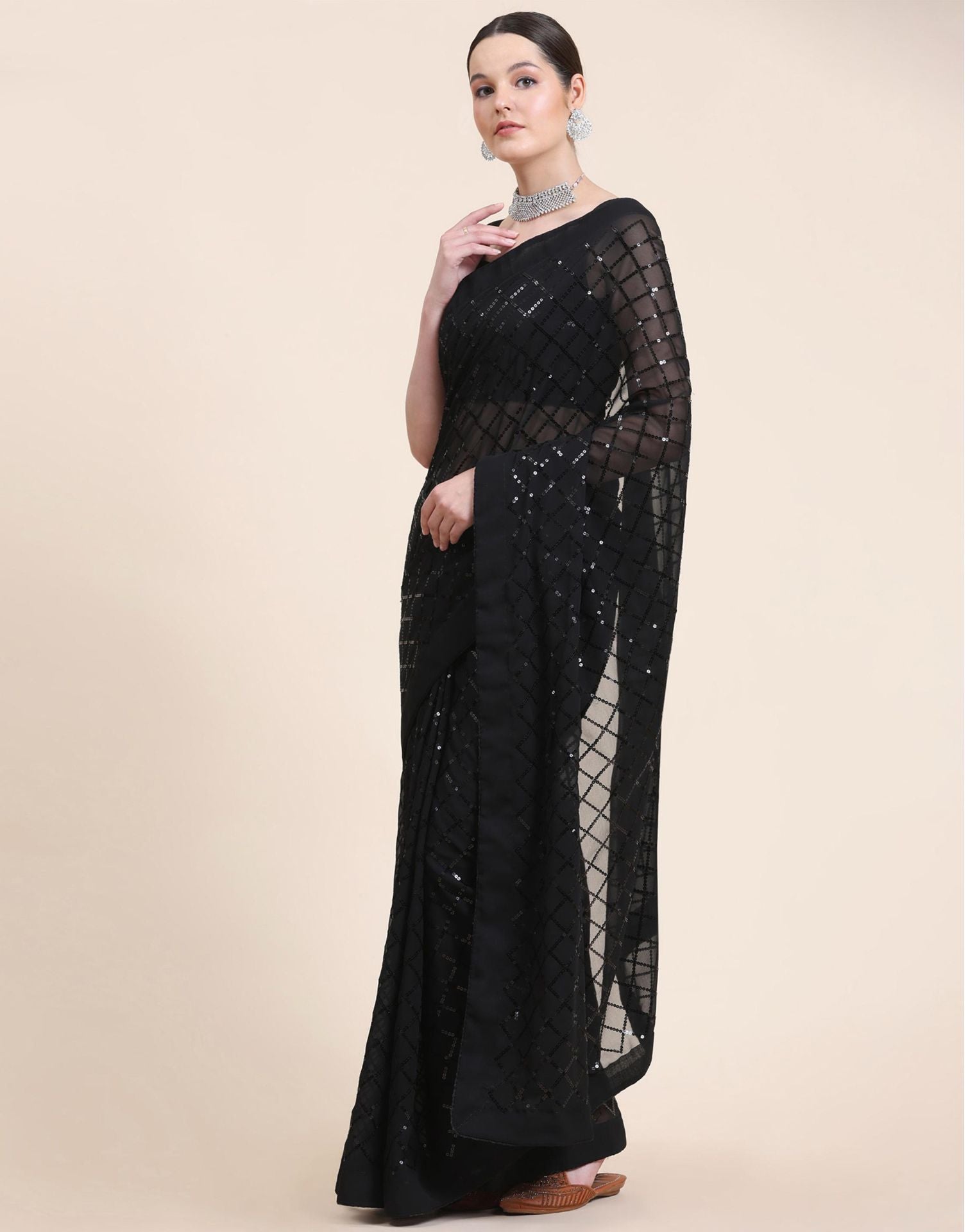 Black Sequence Saree | Leemboodi