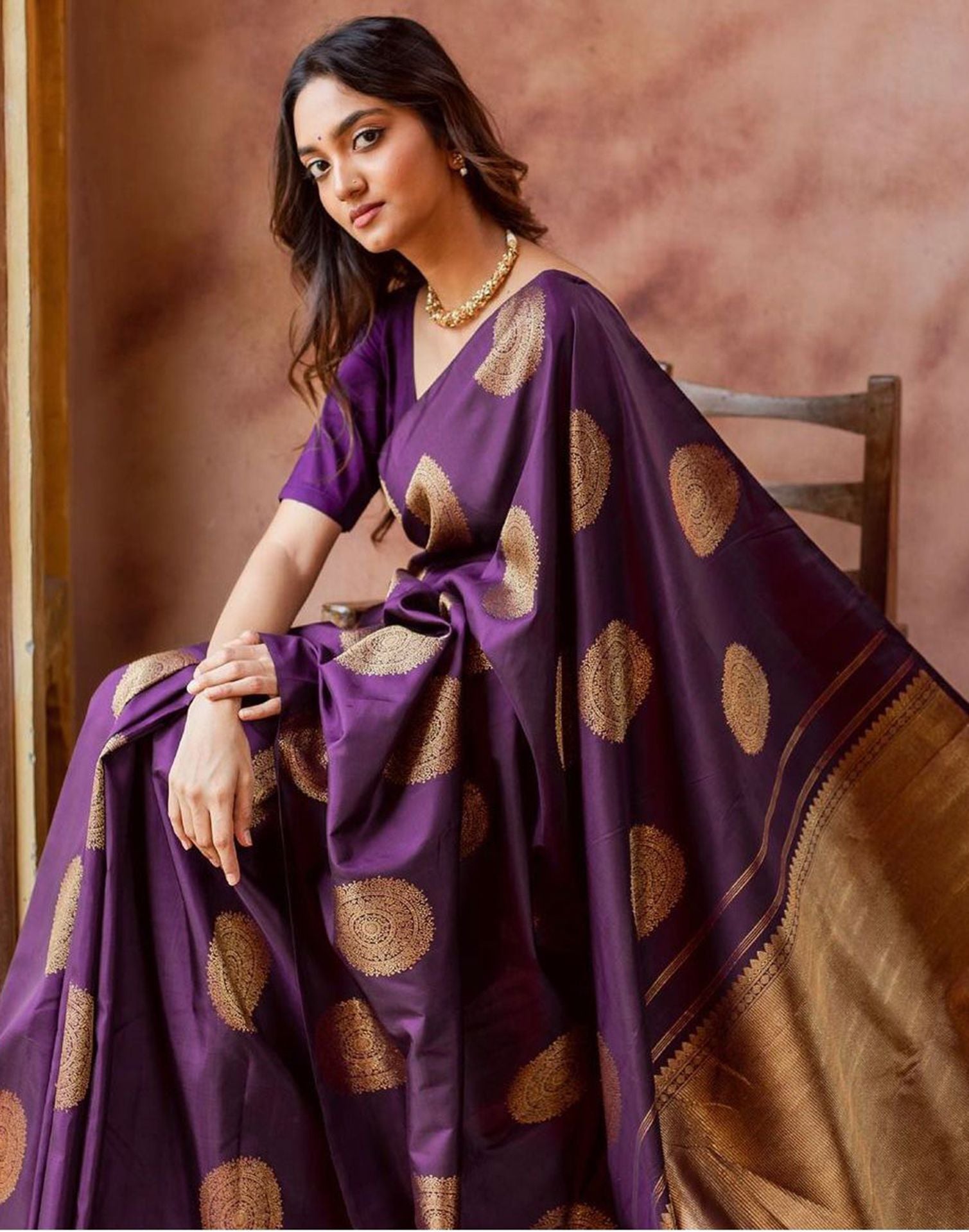 Purple Woven Banarasi Satin Silk Saree – Rushini