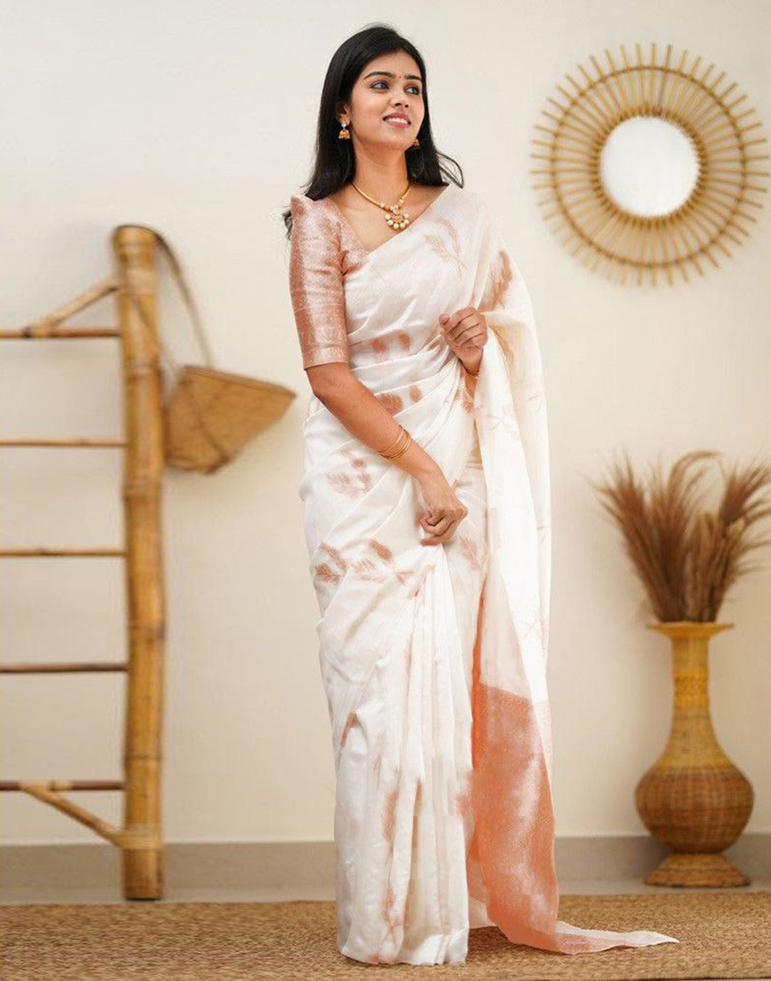 Off-White Woven Art Silk Saree With Blouse 4756SR21