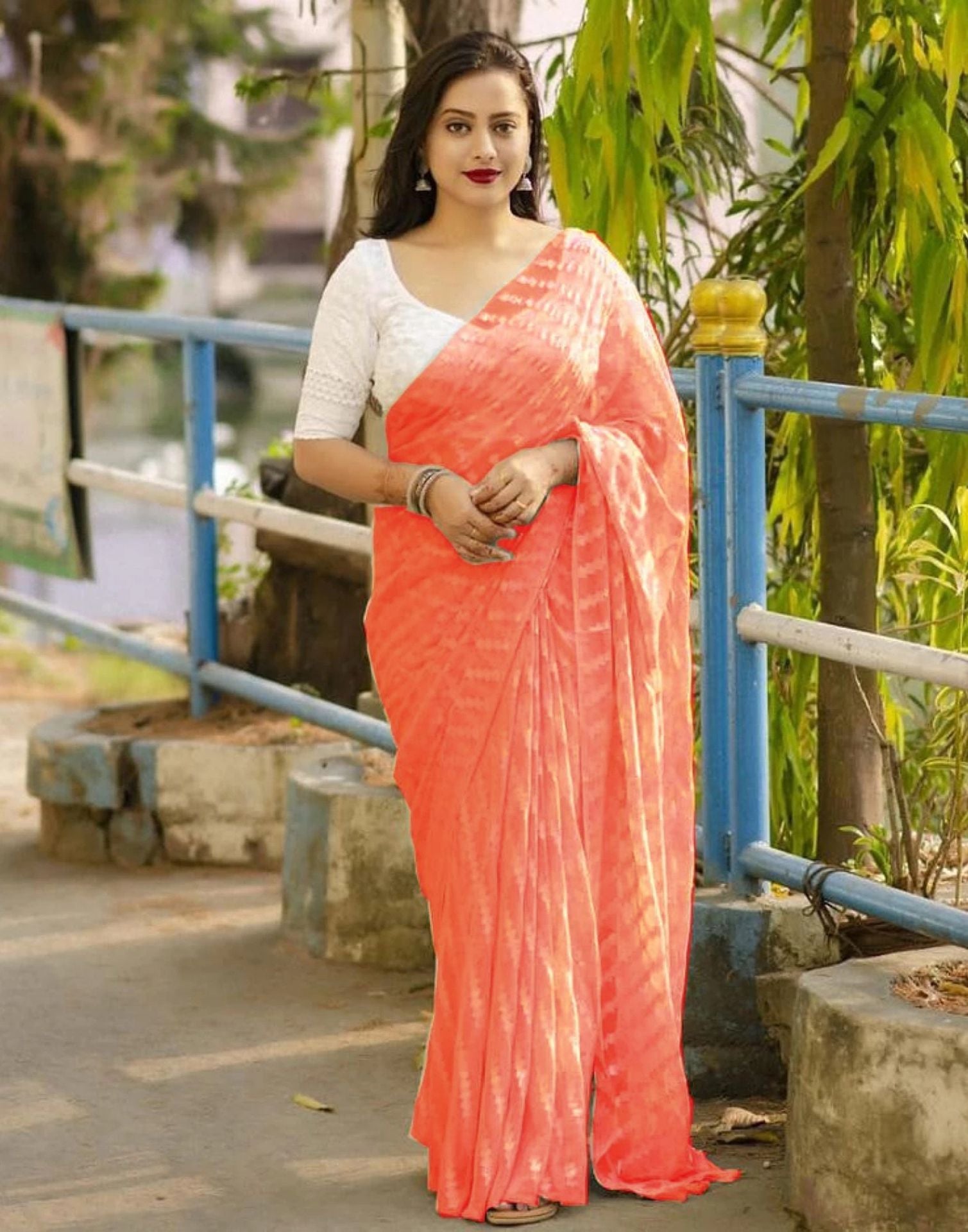 Buy Stylish Plain Peach Sarees Collection At Best Prices Online