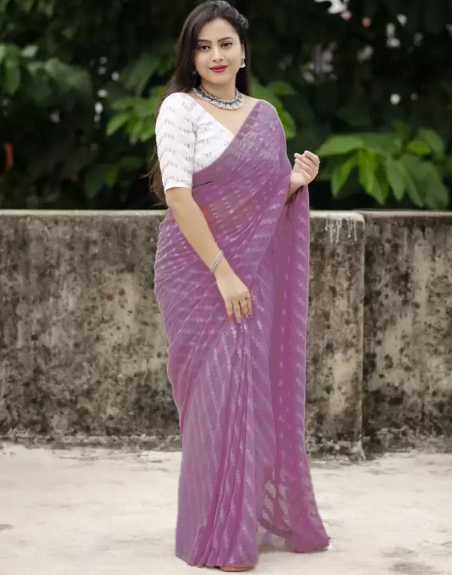 Plain Saree with Border (Blouse not included) -