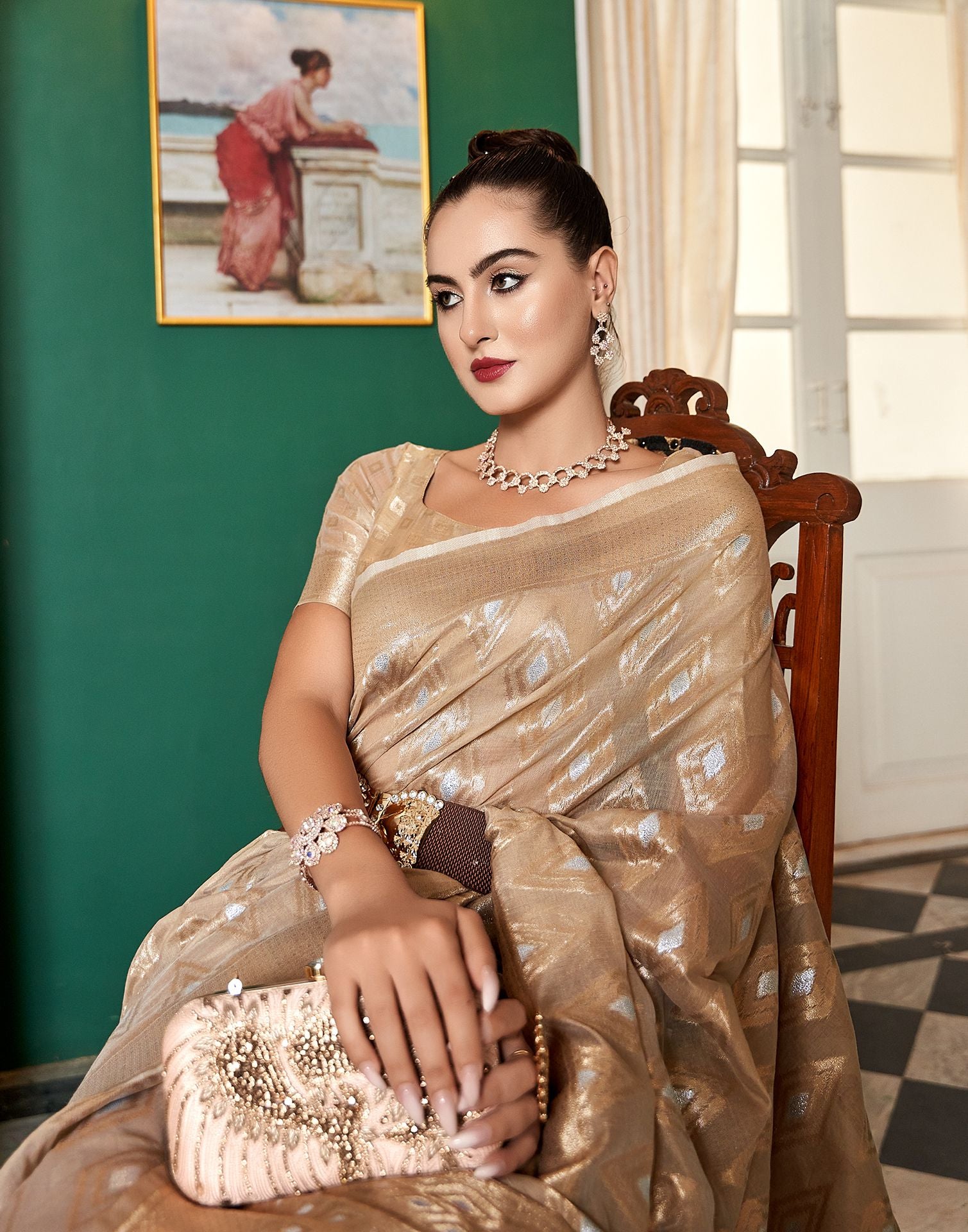 Beige Silk Cotton Saree Set With Mizo Motifs Design by The Silk Chamber at  Pernia's Pop Up Shop 2024