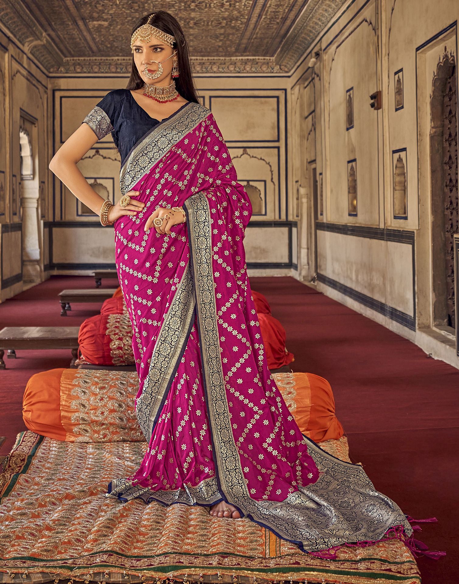 Sadiq Rani Pink Banarasi Saree – Pratibha Sarees