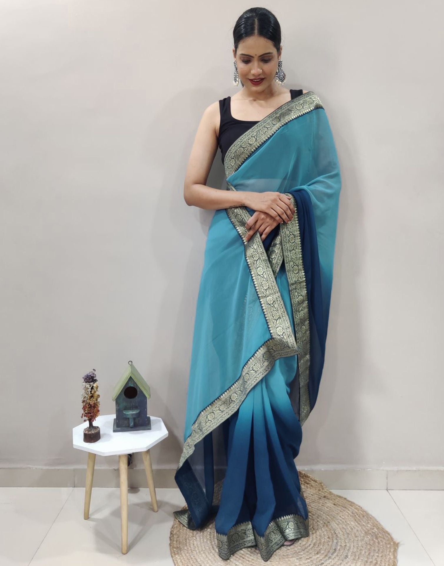 CM - Sky Blue weaving silk Saree - Silk Sarees - Sarees - Indian