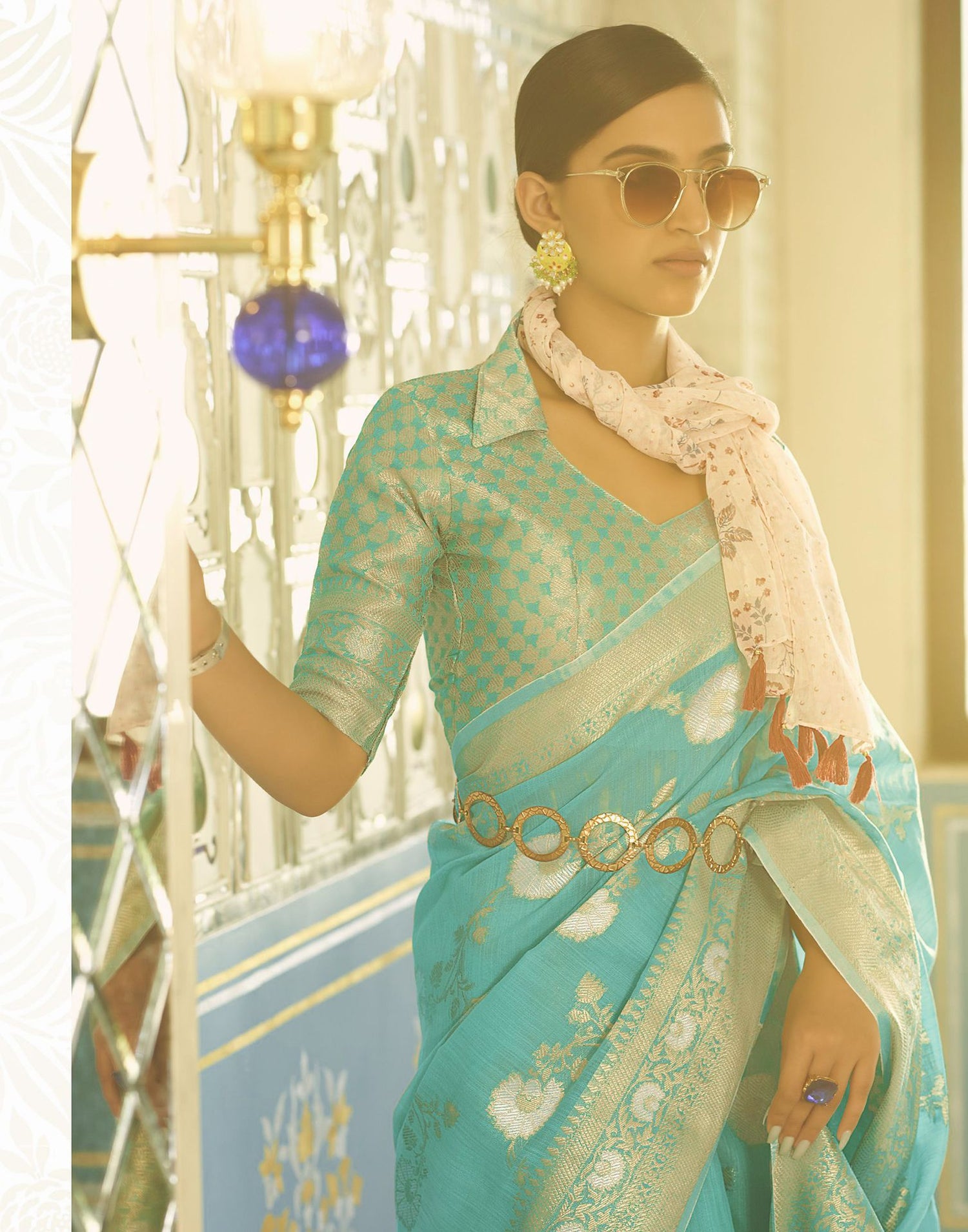 Turquoise Banarasi Saree | Leemboodi