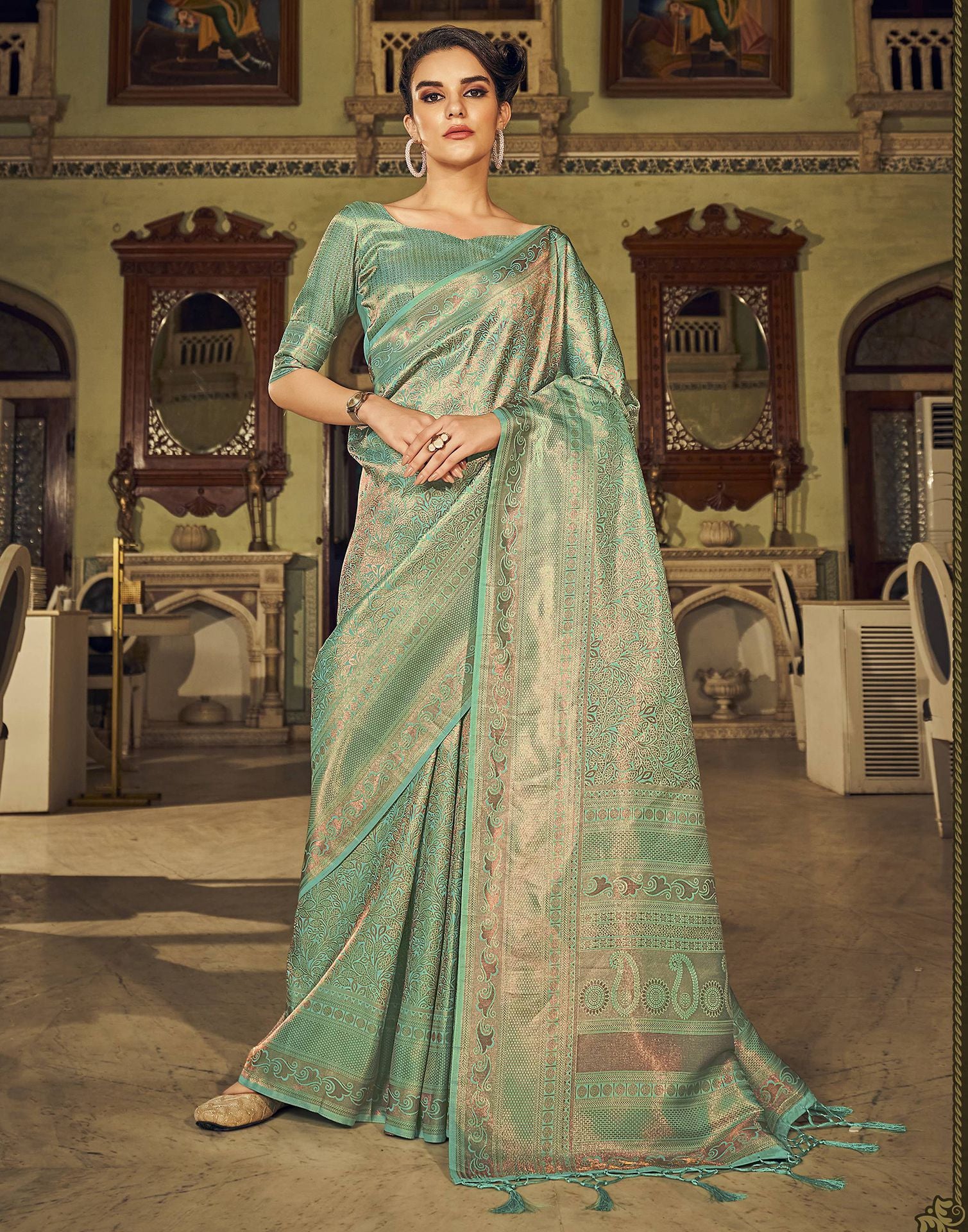 Kanjivaram Saree in Green colour 10054