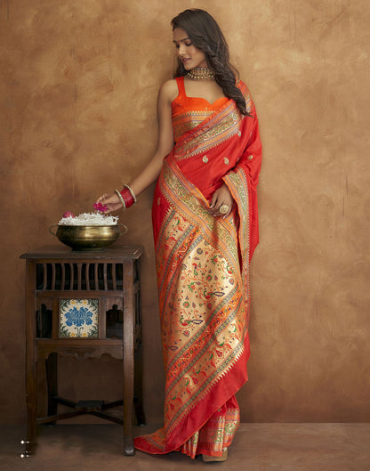 Red Banarasi Silk Saree | Leemboodi