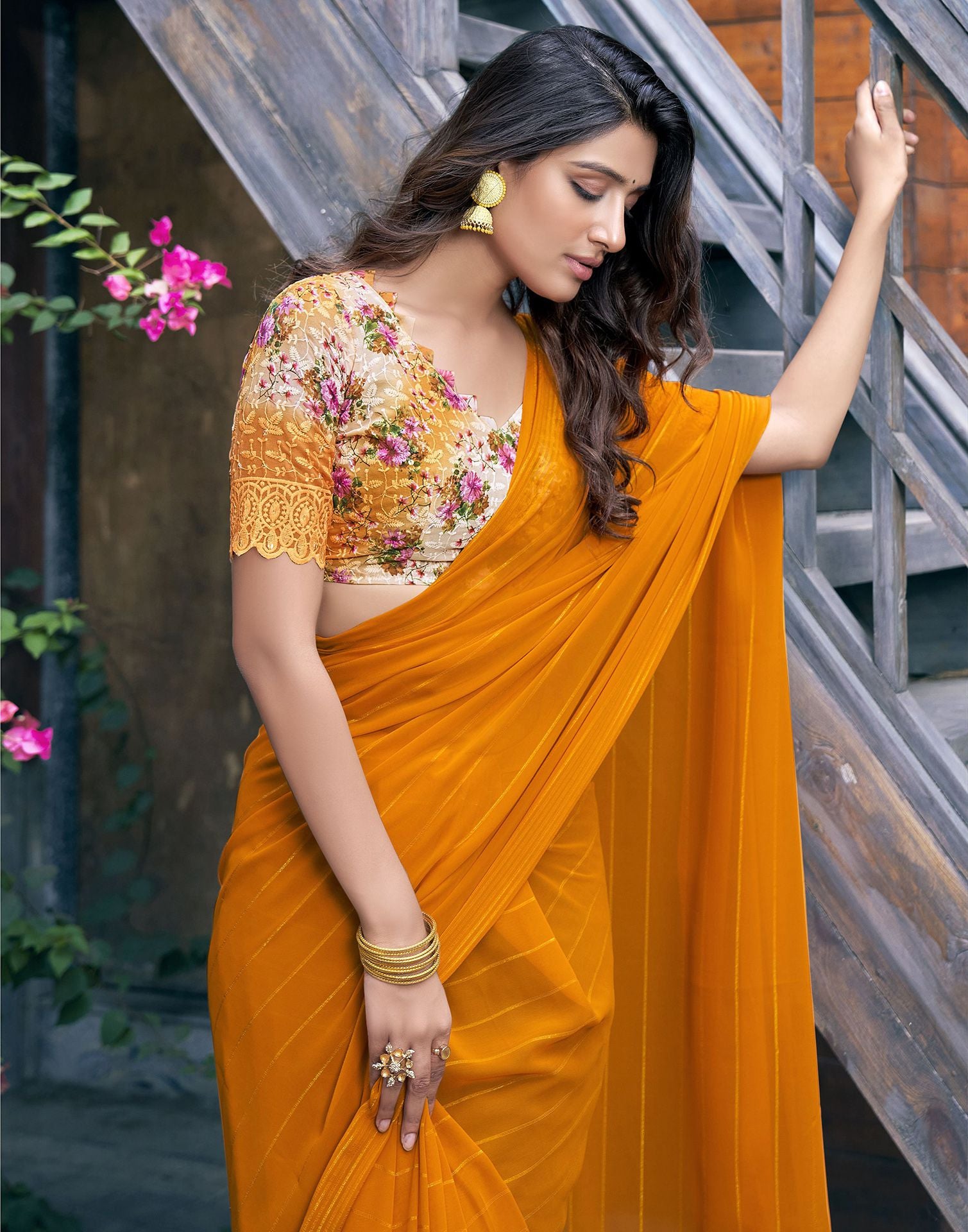 Buy Plain Yellow Saree Online 2023-2024 | trendwati