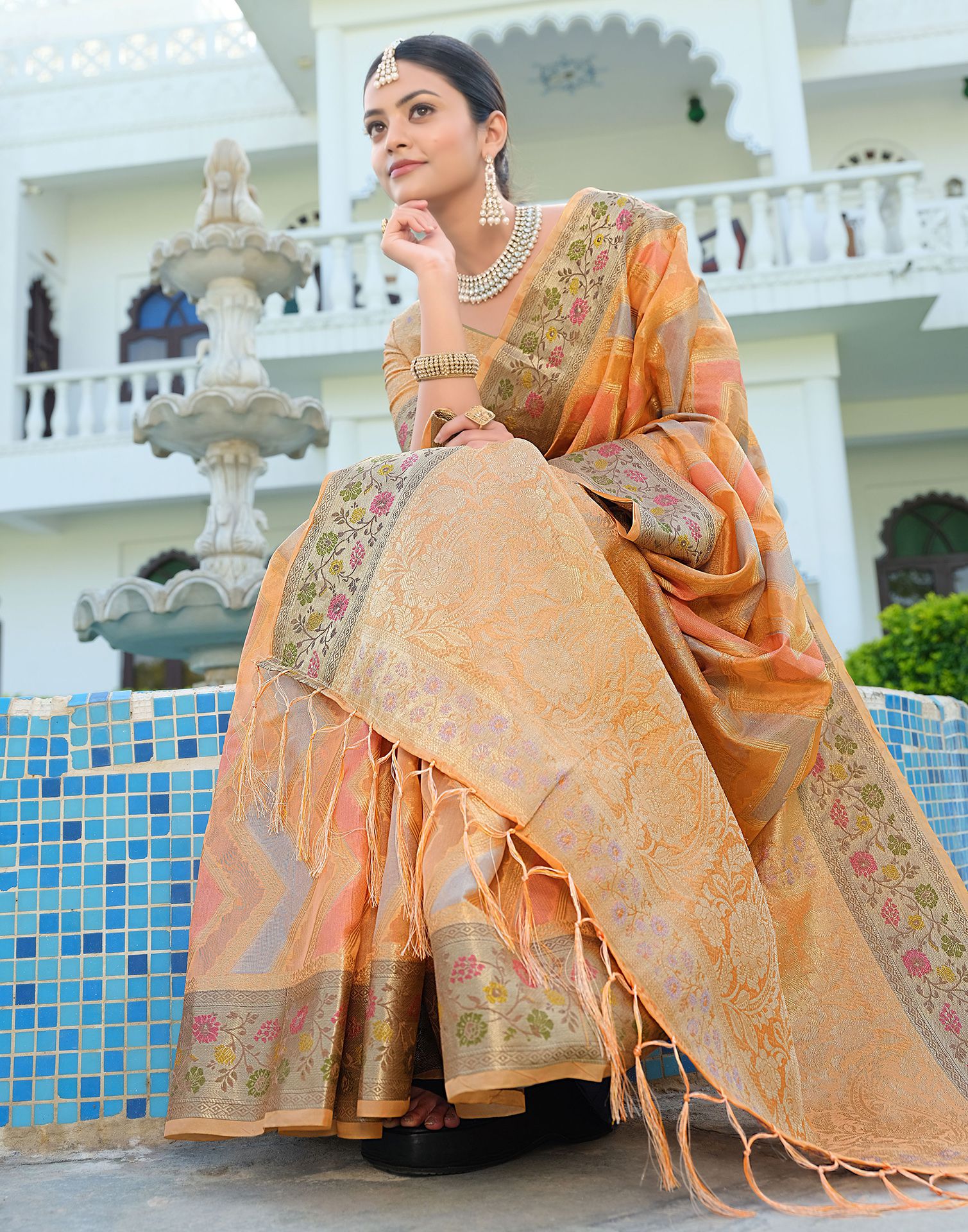 Buy Online Banarasi Organza Sarees | Fancy saree | Banarasi Silk | Samyakk