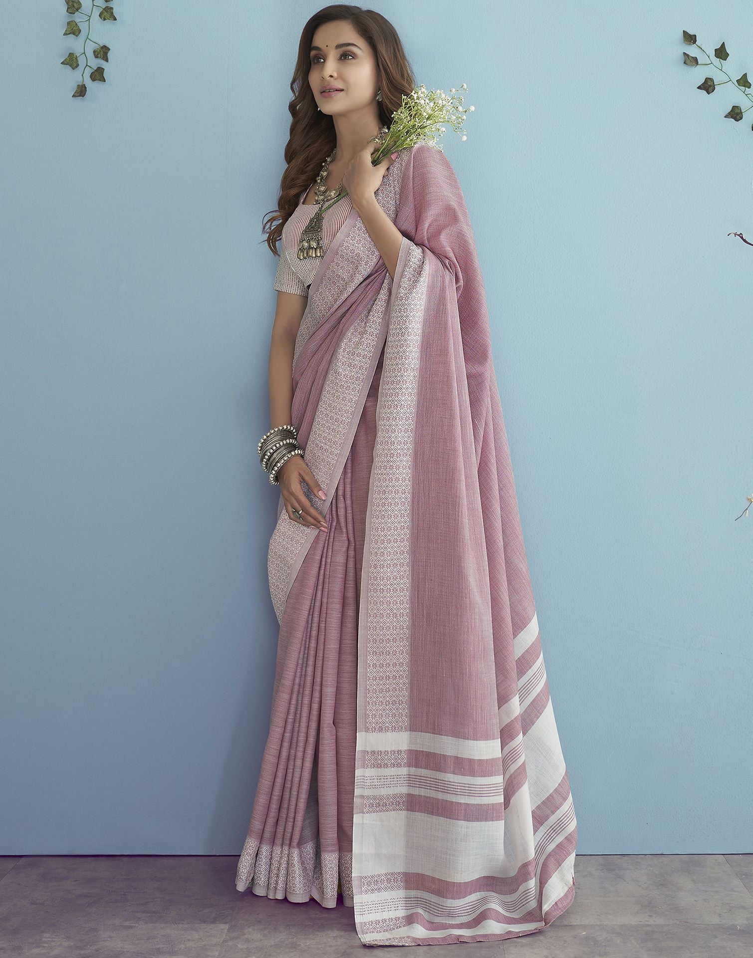 Buy Cool & Light. Dabu Block Printed Cotton Mulmul Saree - Summer Pink  (With Blouse Piece) Online