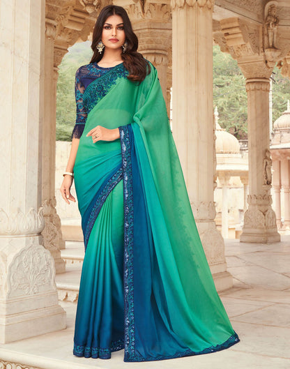 Green Chiffon Plain Saree – Leemboodi